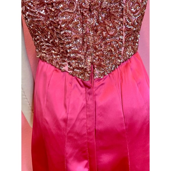 Vintage 1960s Designer Emma Domb Hot Pink Gown Med - Picture 8 of 10